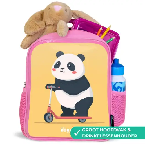 Panda - Step - Geel Kinderrugzak - Roze middel -inhoud_NL