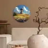 Windmolen - Heuvel - Bloemen - Kleurrijk Wandcirkel kunststof plaat 5mm dik klein -sfeer1