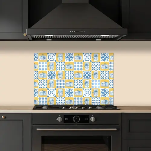 Zee - Geel - Blauw - Wit keuken achterwand spatscherm klein 900 -sfeer1