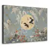 Kraanvogels - Maan - Bloemen - Blauw Textielframe zwart klein -3d