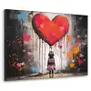 Meisje - Hart - Graffiti - Kunst - Kleuren - Rood Textielframe zwart klein -3d