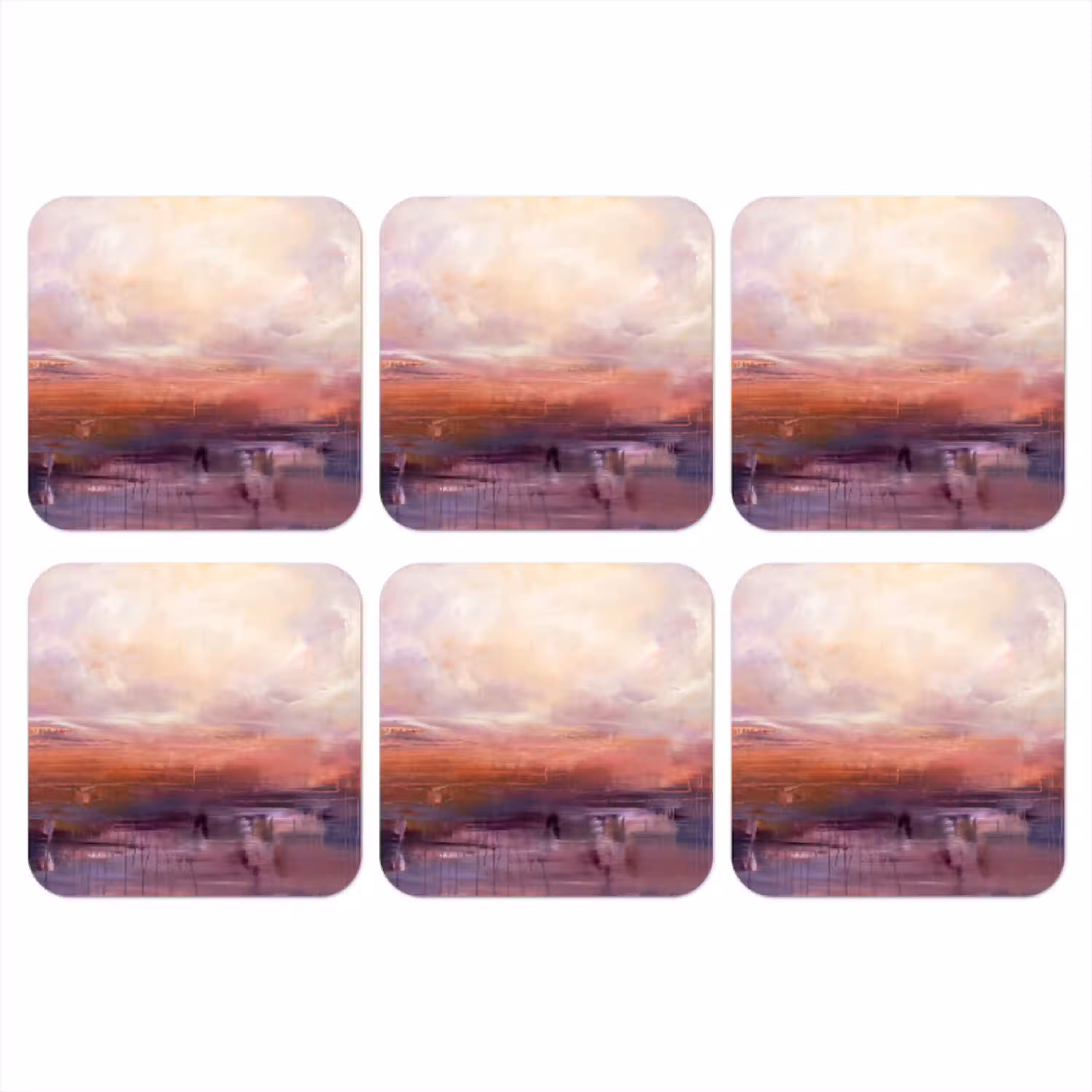 Abstract - Landschap - Modern - Paars - Oranje onderzetter kurk middel -3d