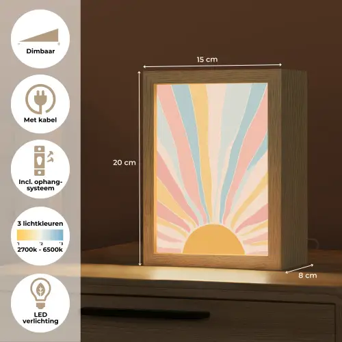 Illustratie - Zon - Pastelkleuren Light Box met kabel (Tafellamp) klein -USP_NL