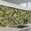 Bladeren - Modern - Groen keuken achterwand 2 middel 871 -3d_schuin