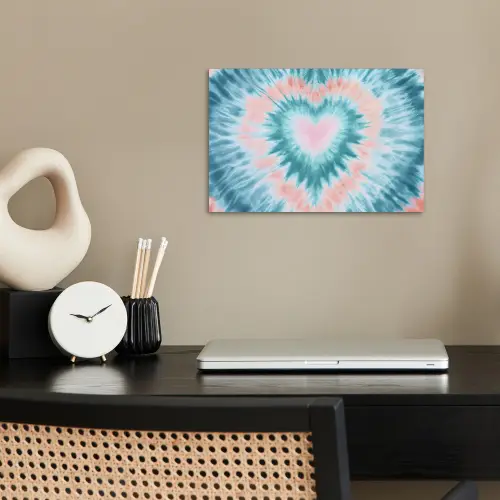 Hartvormig - Tie dye - Pasteltinten - Lichtgroen poster papier klein -sfeer1
