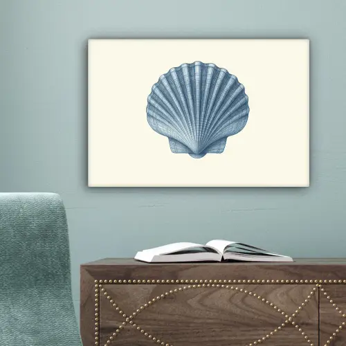 Ribbels - Blauw - Schelp canvas 2cm klein -sfeer4