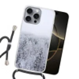 Bos - Sneeuw - Winter - Natuur - Wit Hoesje iPhone 16 Pro Max met koord klein -sfeer1