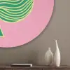 Blad - Groen - Illustratie - Minimalistisch Akoestische PET Vilt - Rond klein -sfeer5_closeup