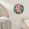 Bloemen - Roze - Glasmozaïek Wandcirkel kunststof plaat 5mm dik klein -sfeer5