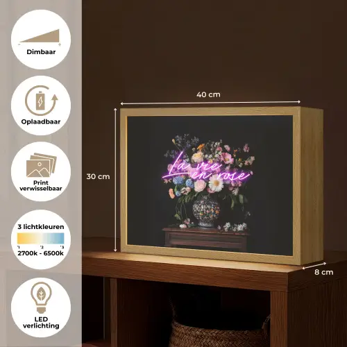 Neon - Vaas - Bloemen Light Box met batterij (Wandlamp) middel -USP_websiteoverzichtNL