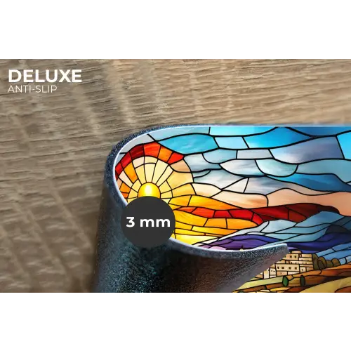 Mozaïek - Zon - Landschap - Dorp Placemat vinyl groot -closeup