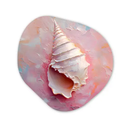 Schelp - Pastel - Pink Wandcirkel Organisch Plexiglas middel -3d
