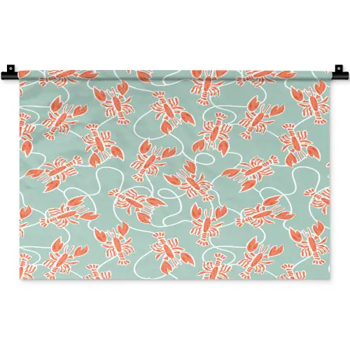 Zee - Kreeft - Groen - Oranje Wandkleed katoen klein 269 -zz3d