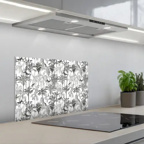 Aap - Oerwoud - Abstract - Grijs keuken achterwand spatscherm klein 900 -3d_schuin
