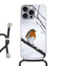 Roodborstje - Tak - Sneeuw - Winter - Levendig Hoesje iPhone 16 Pro Max met koord klein -3d