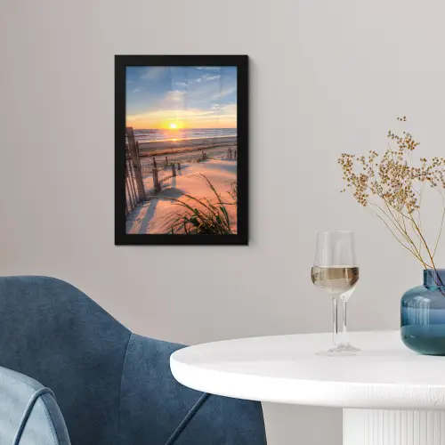 Strand - Zee - Duin - Zonsondergang - Landschap fotolijst zwart zonder passe partout klein -sfeer4
