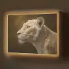 Leeuwin - Bloemen - Wit - Goud Light Box met batterij (Wandlamp) middel -z3d_website