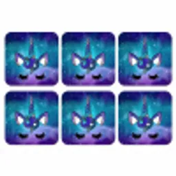 Eenhoorn - Sterrenhemel - Ster - Blauw onderzetter kurk middel -3d