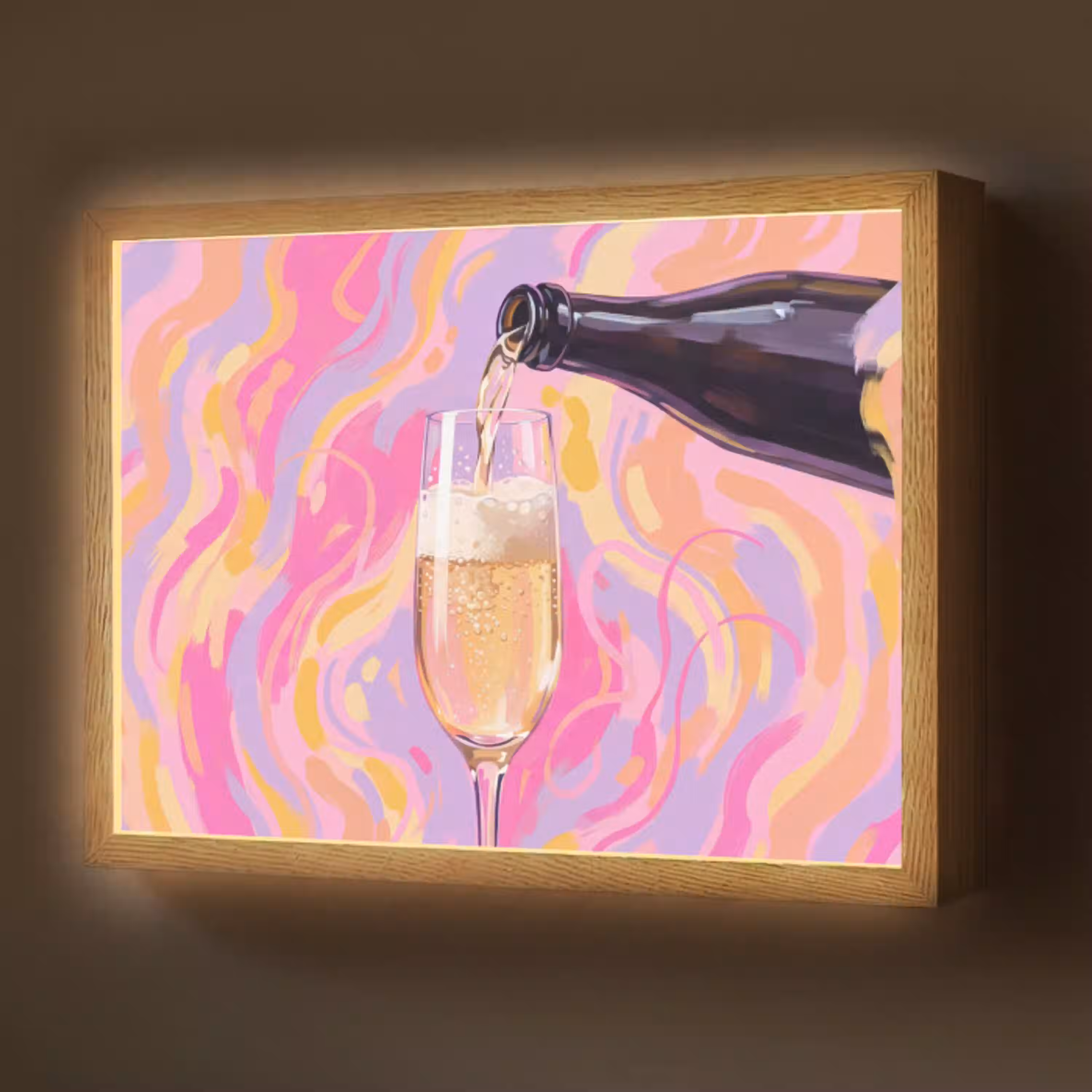 Drank - Inschenken - Feest - Abstract - Roze Light Box met batterij (Wandlamp) middel -z3d_website