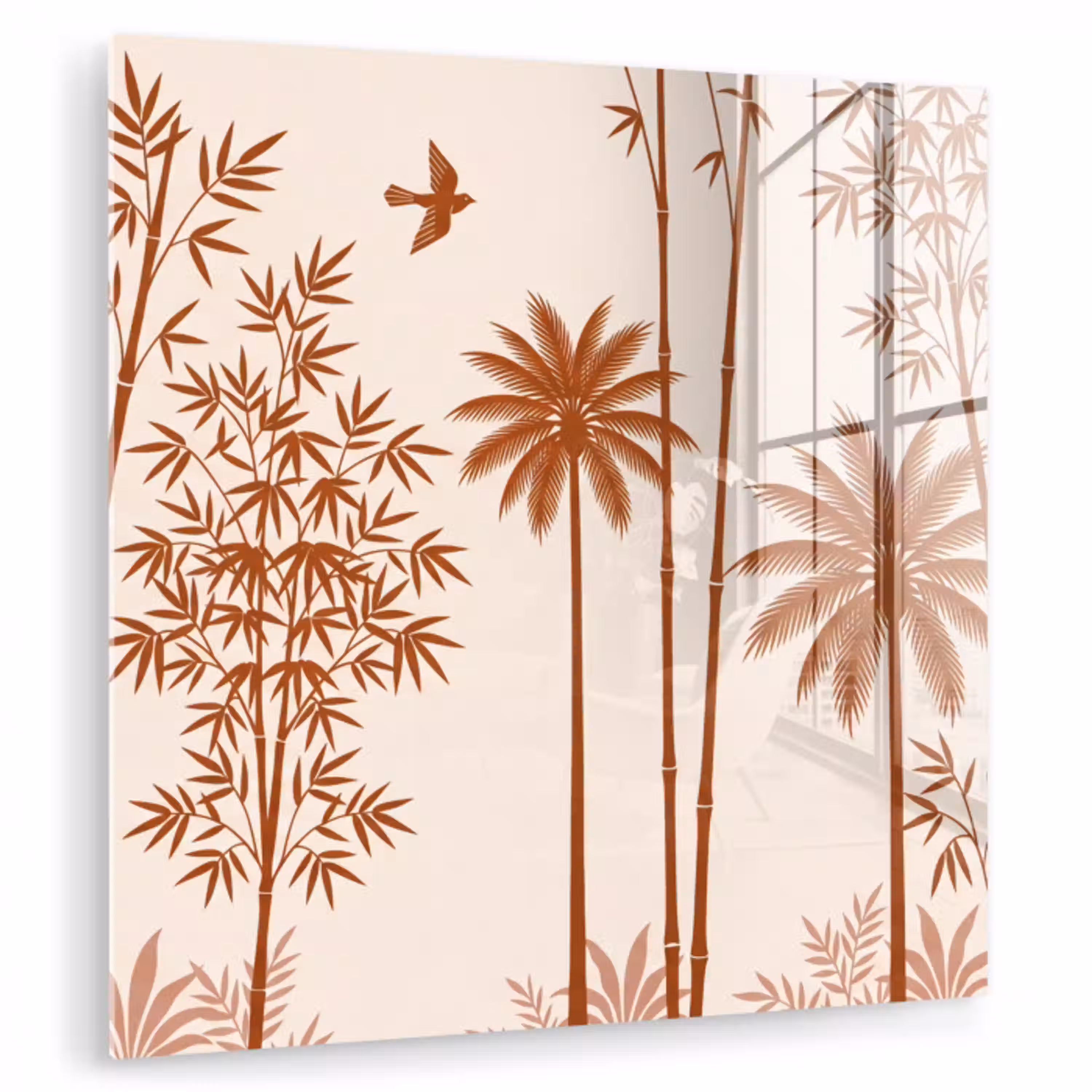 Vogel - Boom - Tropisch - Minimalistisch - Bruin plexiglas 5mm klein -zzzproduct_nieuw