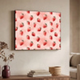 Aardbei - Patroon - Roze Textielframe zwart klein 947 -sfeer3