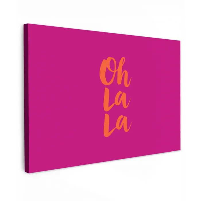 Oh la la - Roze - Oranje - Minimalistisch canvas 2cm klein -z3d