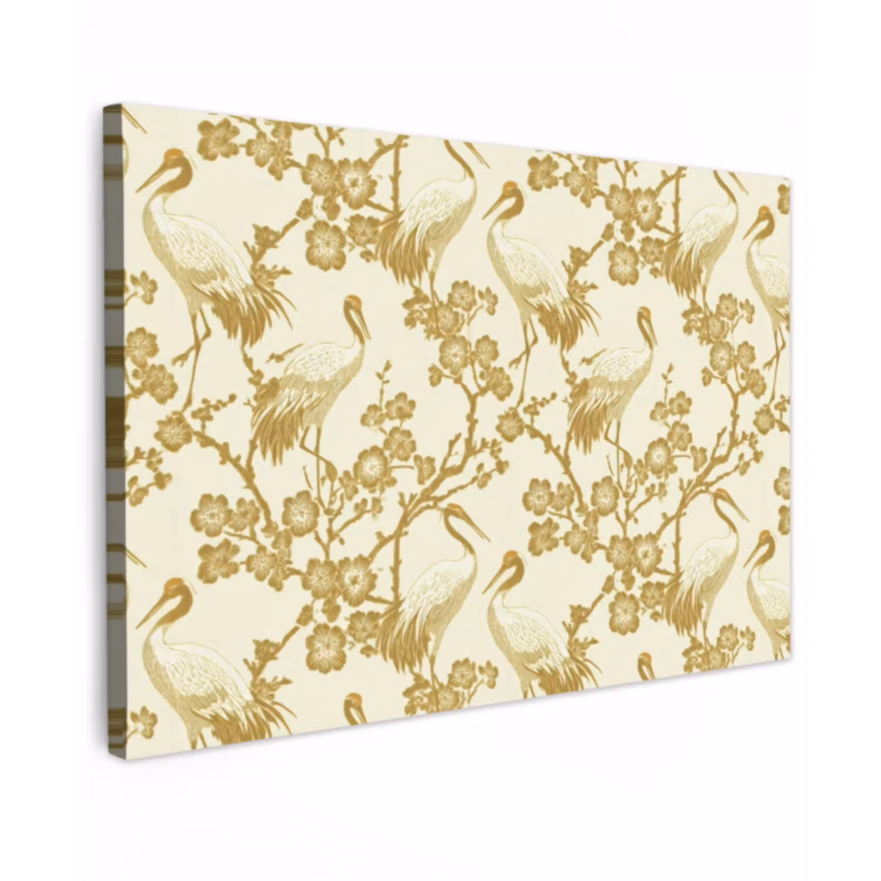 Kraanvogels - Kersenbloesem - Goud Tuinposter op houten frame 2 cm dik klein 845 -3d