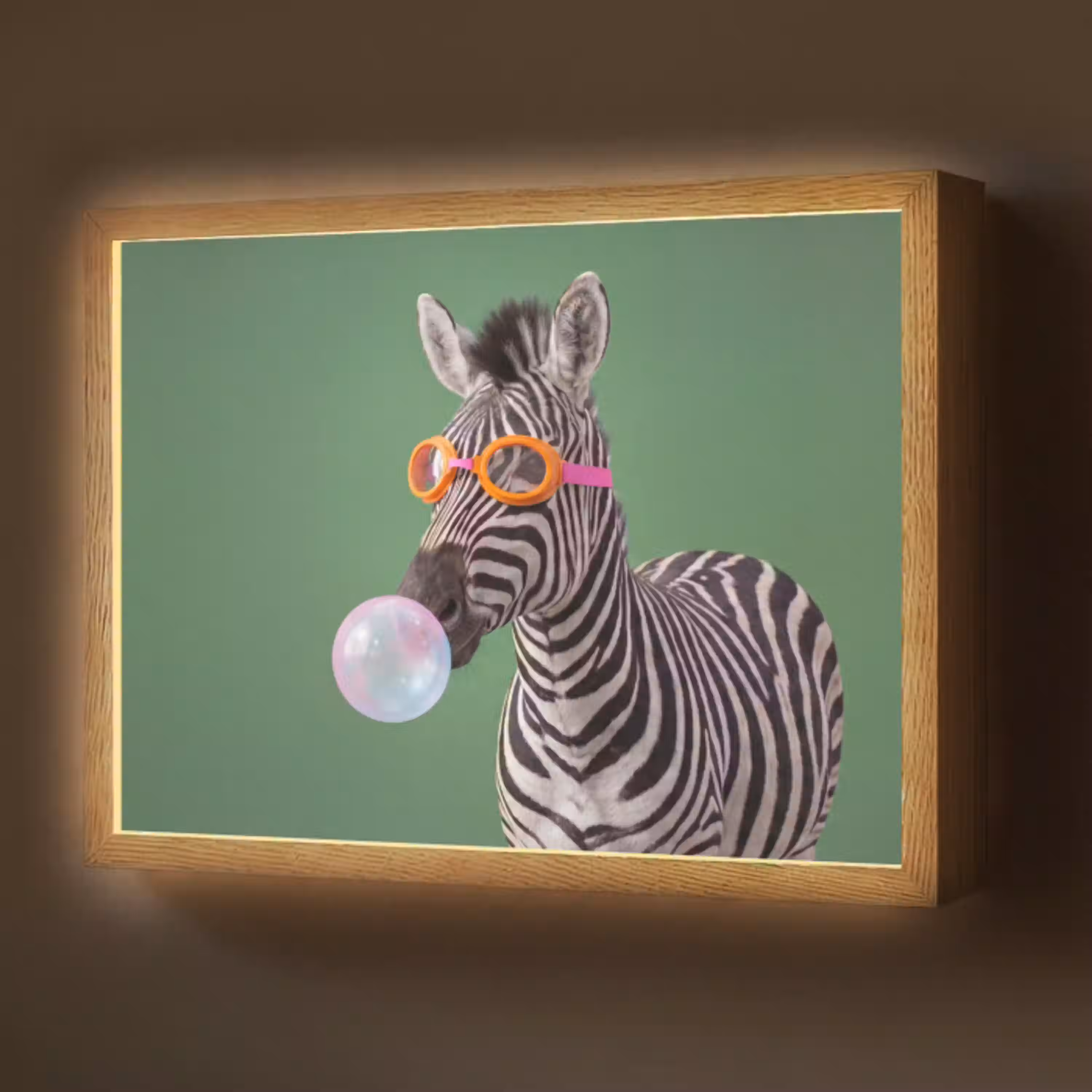 Dier - Bril - Bel - Modern - Groen Light Box met batterij (Wandlamp) middel -z3d_website