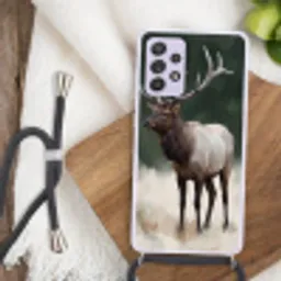 Edelhert - Gewei - Schildering - Rustiek Hoesje Samsung Galaxy A52 5G met koord klein -sfeer4