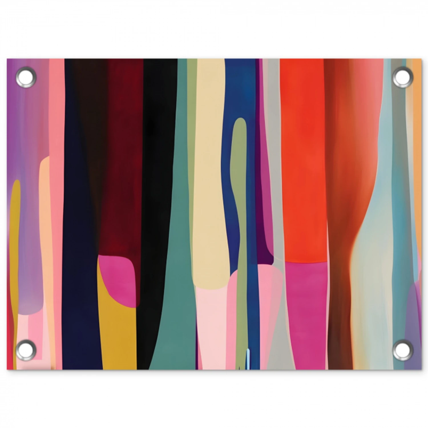 Kleurbanen - Verticaal - Kleurrijk tuinposter los doek klein -3d