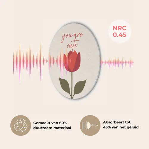 Roos - Rood - Bloem - Valentijn Akoestische PET Vilt - Rond klein -USP_NL