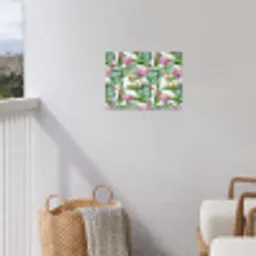 Bladeren - Flamingo - Bloemen - Jungle tuinposter los doek klein -sfeer8