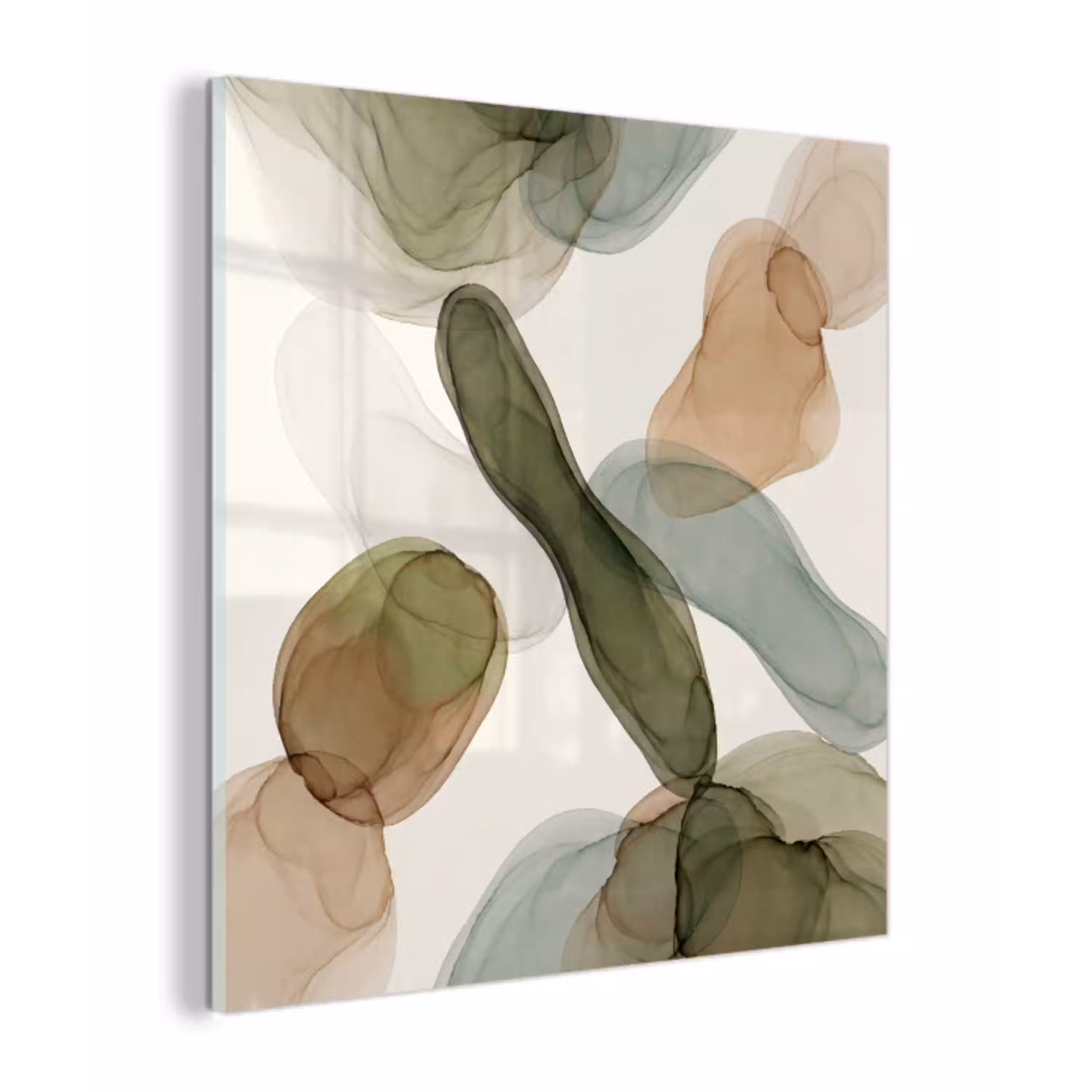 Abstract - Vormen - Modern - Kunst - Groen - Bruin plexiglas 5mm klein -z3d