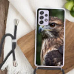 Buizerd - Roofvogel - Natuur - Bruin Hoesje Samsung Galaxy A52 5G met koord klein -sfeer4