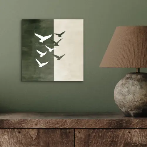 Japandi - Vogel - Groen aluminium wit klein -sfeer2