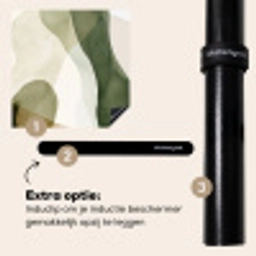 Japandi - Abstract - Groen Inductie beschermer vinyl 3mm middel -zzzzzzz-induclip_NL