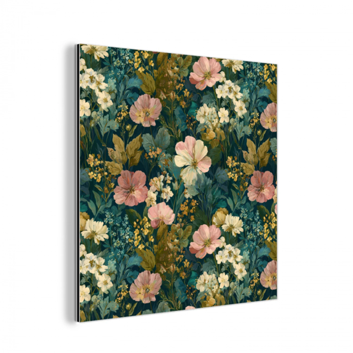 Wilde bloemen - Botanisch - Patroon - Roze - Romantisch aluminium wit klein 46 -3d