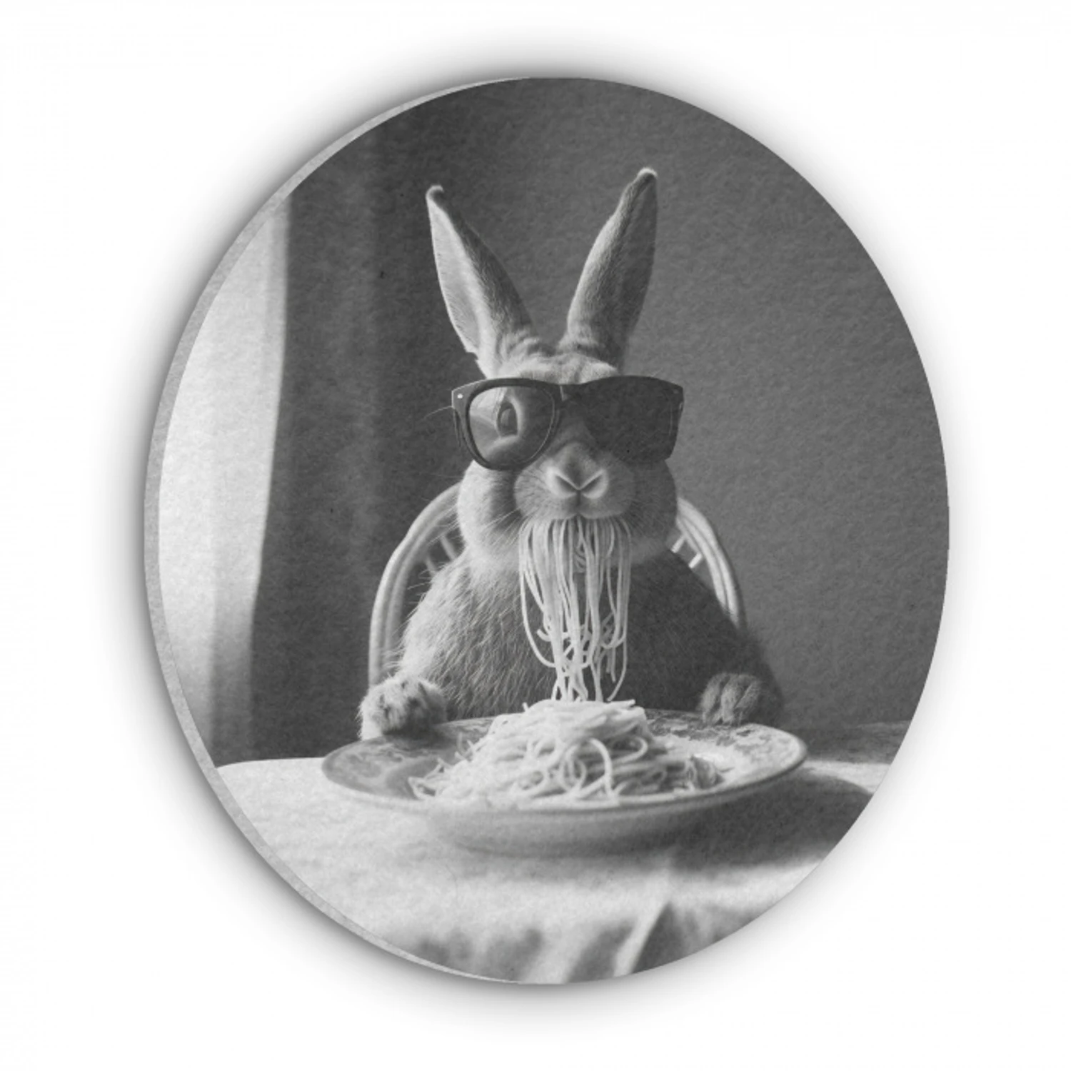 Konijn - Bunny - Zonnebril - Tafelkleed - Pasta - Schattig Akoestische PET Vilt - Rond klein -3d