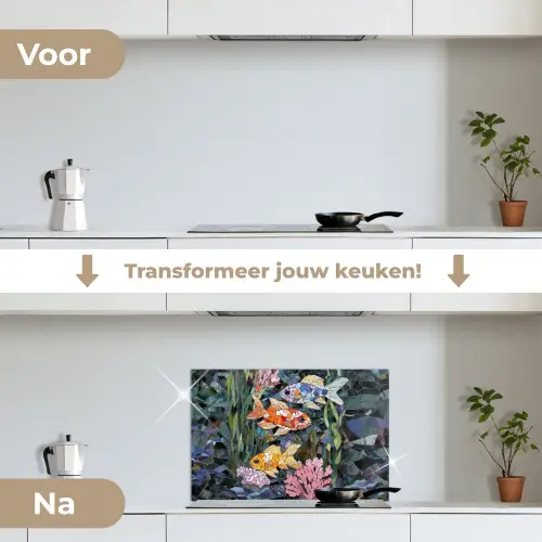 Vissen - Koraal - Zee - Mozaïek keuken achterwand spatscherm klein -voor_na_NL