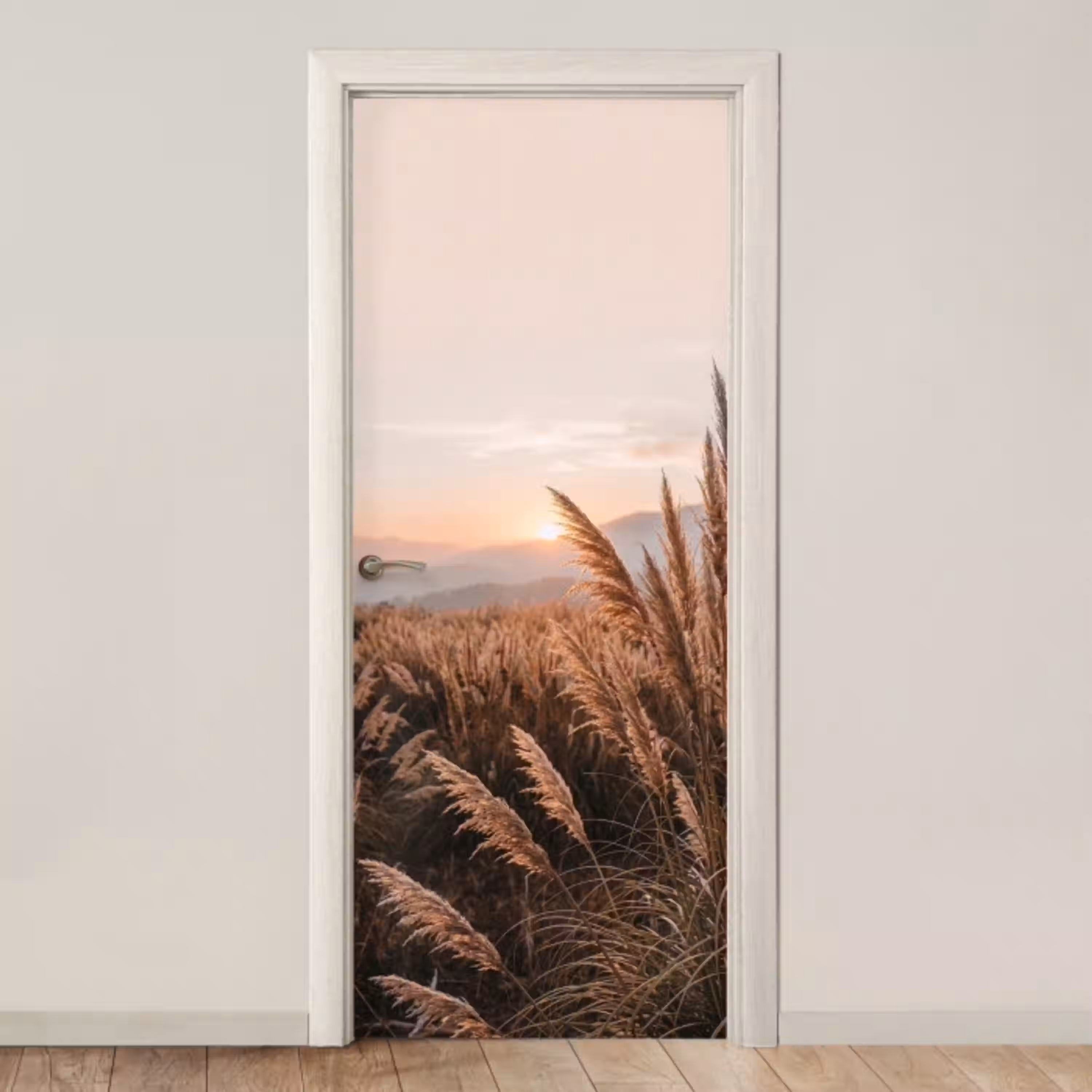 Gras - Veld - Zon - Natuur deurposter klein -3d_beige
