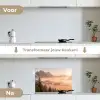 Zonlicht - Mist - Bergen - Bomen keuken achterwand spatscherm klein -voor_na_NL