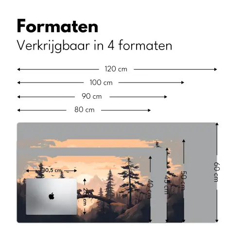Beren - Bomen - Landschap - Zonsondergang Muismat XXL klein -sfeer5