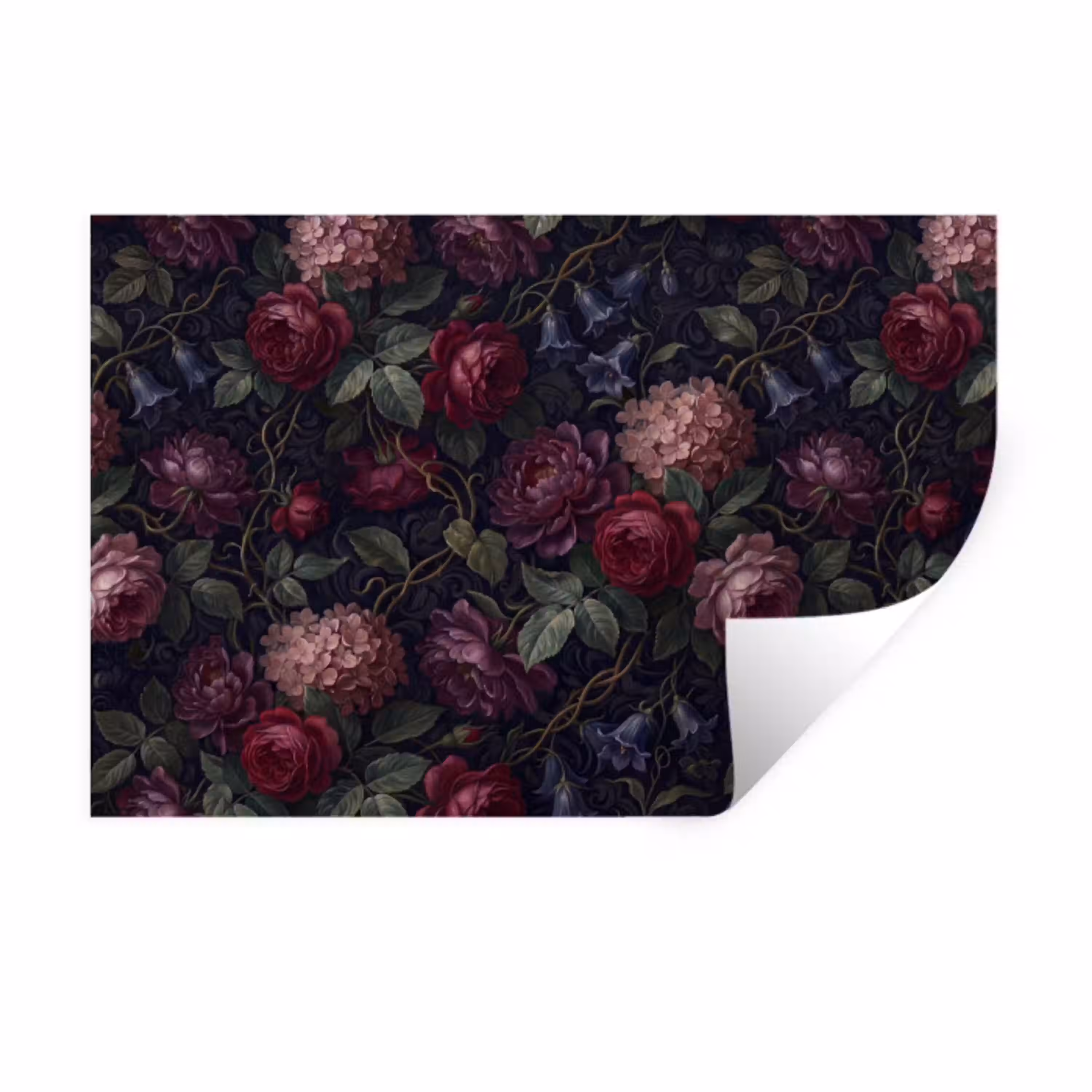 Bloemen - Rood - Klassiek - Donker - Patroon Muursticker klein -3d