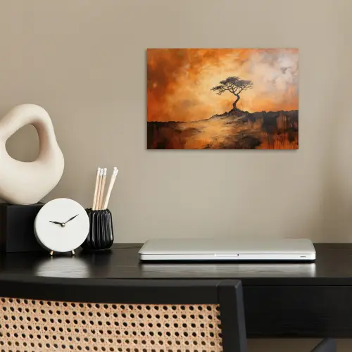 Boom - Landschap - Oranje poster papier klein -sfeer1
