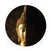 Buddha - Boeddha beeld - Goud - Spiritueel - Zwart Wandcirkel kunststof plaat 5mm dik klein -3d