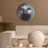Stier - Zwart - Abstract - Horens Akoestische PET Vilt - Rond klein -sfeer1