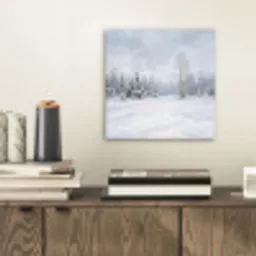Bospad - Dennen - Sneeuw - Winter - Rustgevend aluminium wit klein -sfeer1