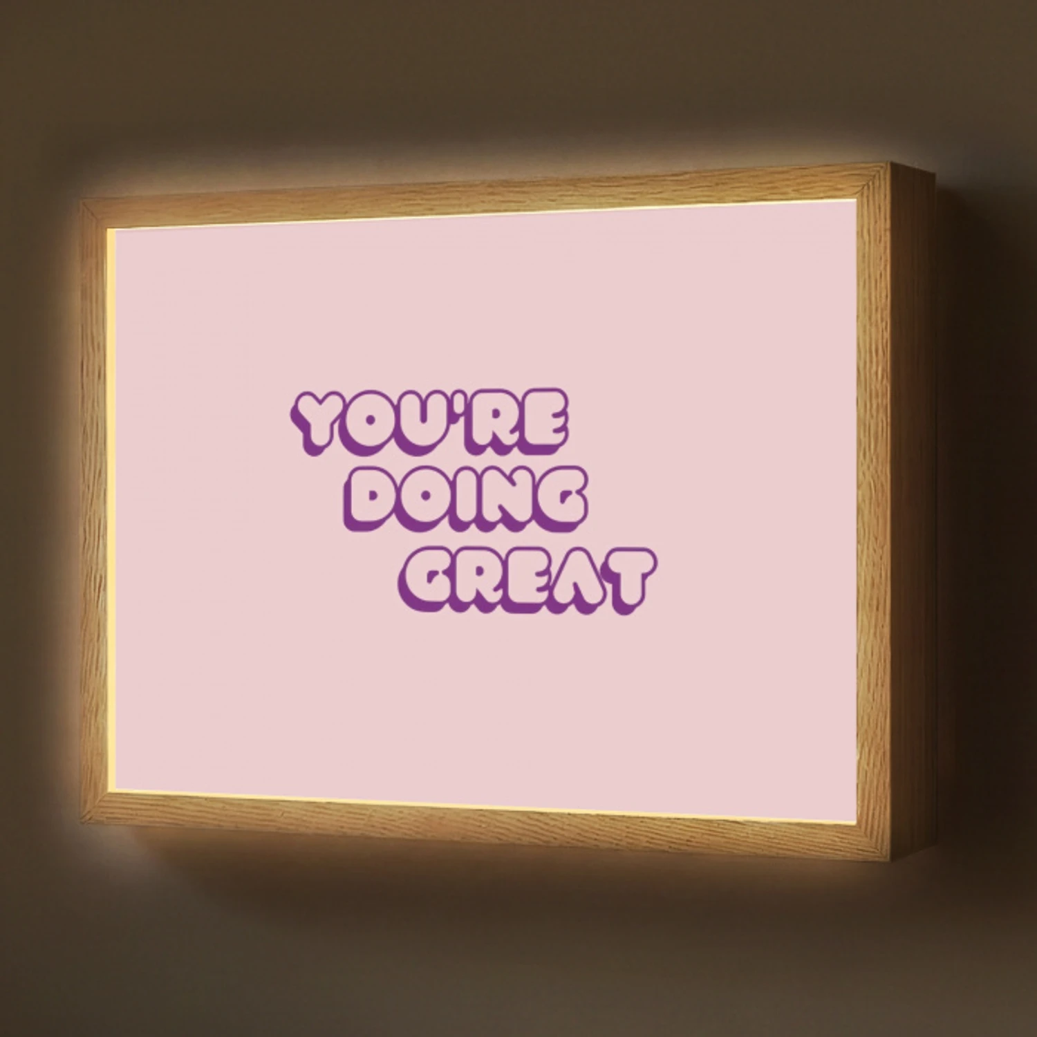 You're doing great - Roze - Bubble letters Light Box met batterij (Wandlamp) middel -z3d_website