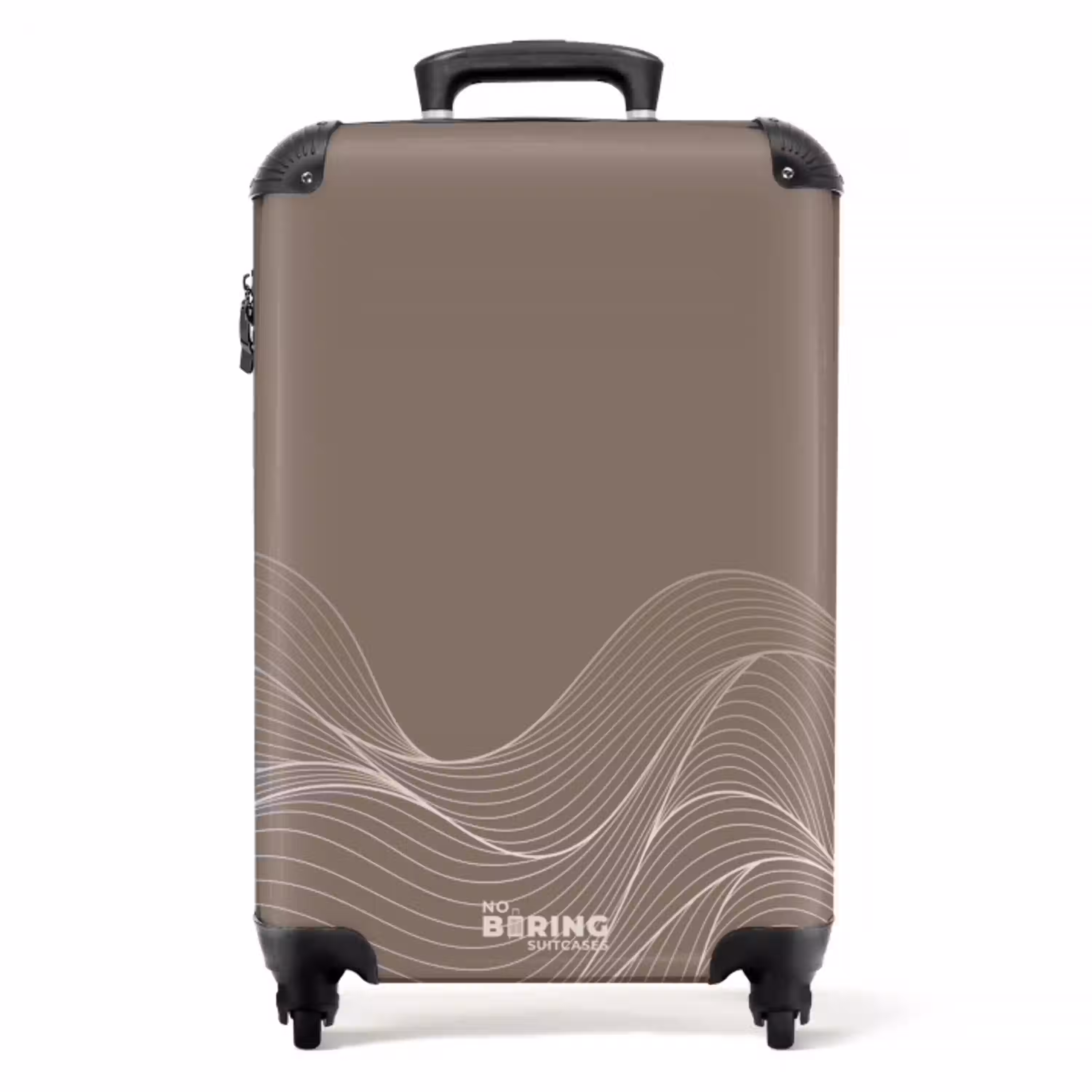 Minimal - Taupe met golven NBS - Handbagage koffer - Unisex middel -productfoto_recht