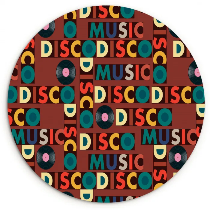 Bruin - Retro - Disco - Patroon Wandcirkel plexiglas klein 852 -3d